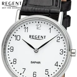 Regent Damen Armbanduhr Analog Lederarmband schwarz URF1429