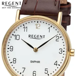 Regent Damen Armbanduhr Analog Lederarmband braun URF1430