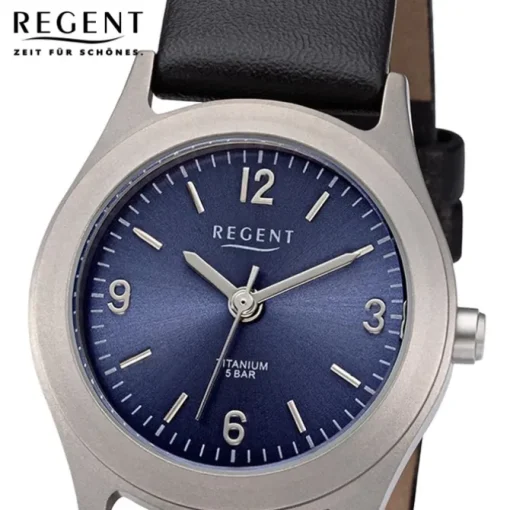 Regent Damen Armbanduhr Analog Lederarmband schwarz URF1439