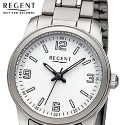Regent Damen Armbanduhr Analog Metallarmband silber URF1441