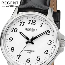 Regent Damen Armbanduhr Analog Lederarmband schwarz URF1456