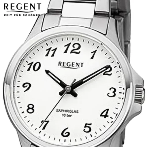Regent Damen Armbanduhr Analog Metallarmband silber URF1459