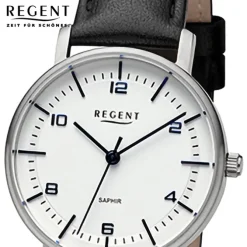 Regent Damen Armbanduhr Analog Lederarmband schwarz URF1479
