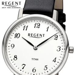 Regent Damen Armbanduhr Analog Lederarmband schwarz URF1557