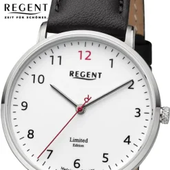 Regent Damen Armbanduhr Analog Lederarmband schwarz URGM2306