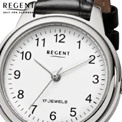 Regent Damen Armbanduhr Analog Lederarmband schwarz URF1567