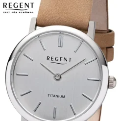 Regent Damen Armbanduhr Analog F-1223 Quarz-Uhr Leder braun URF1223