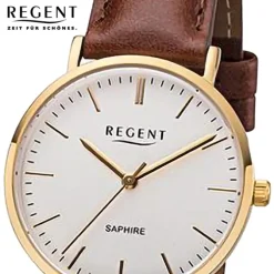 Regent Damen Armbanduhr Analog Lederarmband braun URF1299