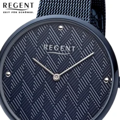 Regent Damen Armbanduhr Analog BA-569 Quarz-Uhr Edelstahl blau URBA569