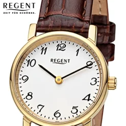 Regent Damen Armbanduhr Analog Lederarmband braun URF1560