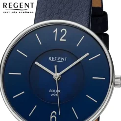 Regent Damen Armbanduhr Analog Lederarmband dunkelblau URBA717