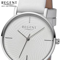 Regent Damen Armbanduhr Analog Lederarmband weiß URBA746