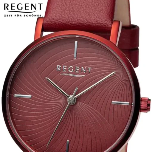 Regent Damen Armbanduhr Analog Lederarmband rot URBA747