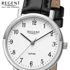 Regent Damen Armbanduhr Analog Lederarmband schwarz URF1426