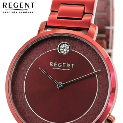 Regent Damen Armbanduhr Analog Metallarmband rot UR2252547
