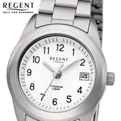 Regent Damen Armbanduhr Analog F-258 Quarz-Uhr Titan silber URF258