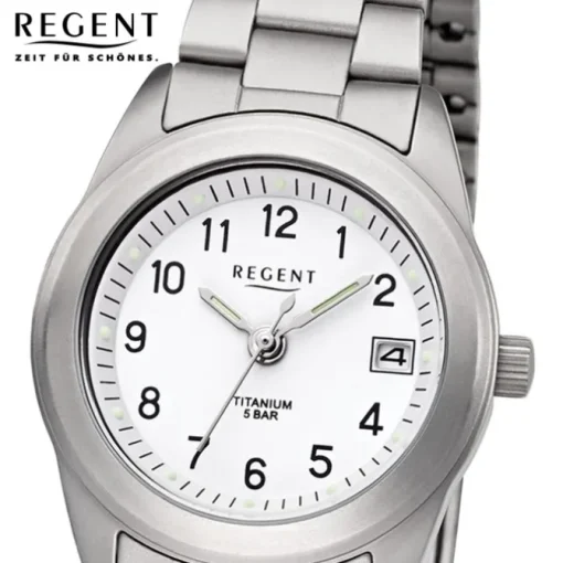 Regent Damen Armbanduhr Analog F-258 Quarz-Uhr Titan silber URF258
