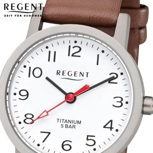 Regent Damen Armbanduhr Analog F-1213 Quarz-Uhr Titan braun URF1213