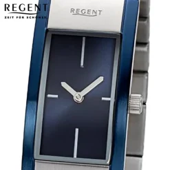Regent Damen Armbanduhr Analog GM-2102 Quarz-Uhr Metallband blau silber URGM2102