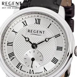 Regent Damen Armbanduhr Analog GM-1440 Quarz-Uhr Leder schwarz URGM1440