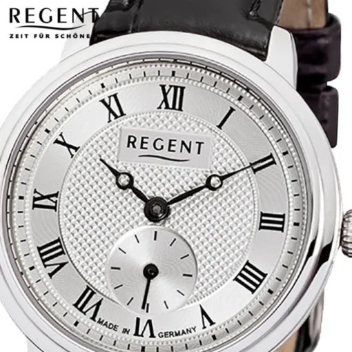 Regent Damen Armbanduhr Analog GM-1440 Quarz-Uhr Leder schwarz URGM1440