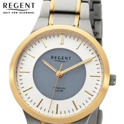 Regent Damen Armbanduhr Analog Metallarmband silber gold URBA713