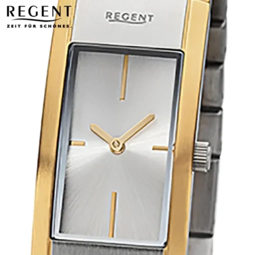 Regent Damen Armbanduhr Analog GM-2103 Quarz-Uhr Metallband gold silber URGM2103
