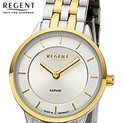 Regent Damen Armbanduhr Analog GM-2127 Quarz-Uhr Metallband bicolor URGM2127
