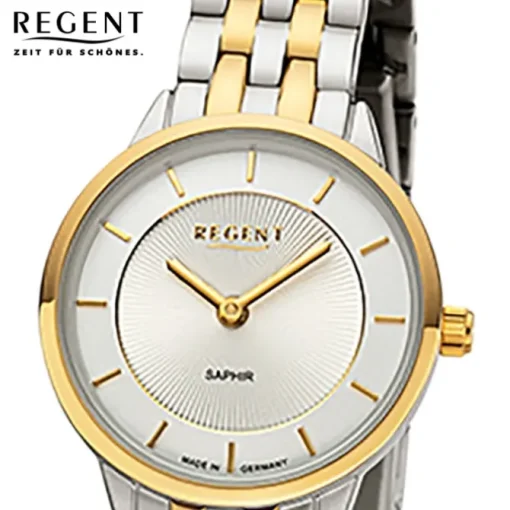 Regent Damen Armbanduhr Analog GM-2127 Quarz-Uhr Metallband bicolor URGM2127