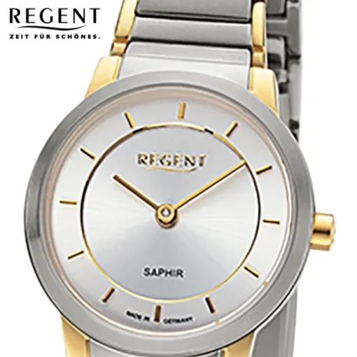 Regent Damen Armbanduhr Analog GM-2131 Quarz-Uhr Metallband bicolor URGM2131