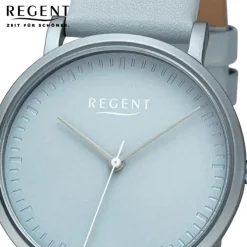 Regent Damen Armbanduhr Analog Lederarmband graublau URBA809
