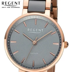 Regent Damen Armbanduhr Analog Keramikarmband rosegold schwarz URF1466