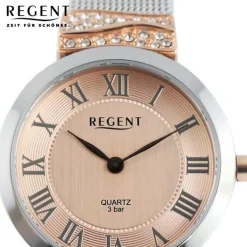 Regent Damen Armbanduhr Analog Metallarmband silber rosegold UR2214010