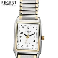 Regent Damen Armbanduhr Analog F-460 Quarz-Uhr Metall silber gold URF460