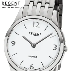 Regent Damen Armbanduhr Analog GM-1615 Quarz-Uhr Metall silber URGM1615