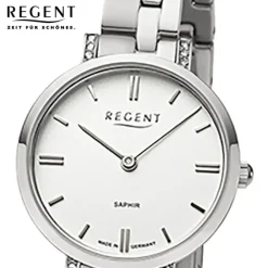 Regent Damen Armbanduhr Analog GM-2120 Quarz-Uhr Metallband silber URGM2120
