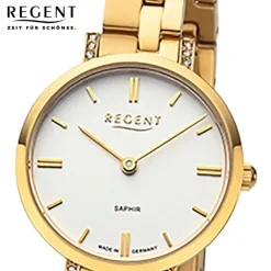 Regent Damen Armbanduhr Analog GM-2122 Quarz-Uhr Metallband gold URGM2122