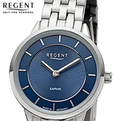 Regent Damen Armbanduhr Analog GM-2126 Quarz-Uhr Metallband silber URGM2126