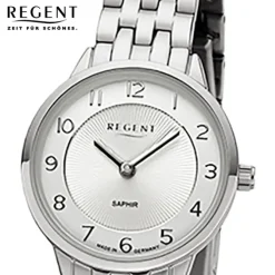 Regent Damen Armbanduhr Analog GM-2128 Quarz-Uhr Metallband silber URGM2128