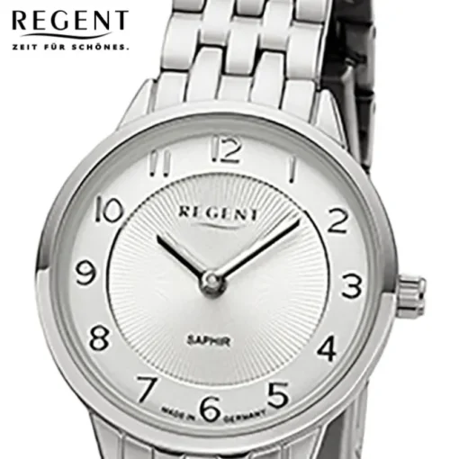 Regent Damen Armbanduhr Analog GM-2128 Quarz-Uhr Metallband silber URGM2128