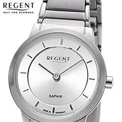 Regent Damen Armbanduhr Analog GM-2130 Quarz-Uhr Metallband silber URGM2130