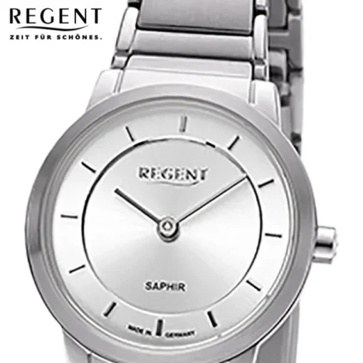 Regent Damen Armbanduhr Analog GM-2130 Quarz-Uhr Metallband silber URGM2130