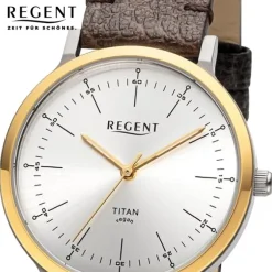 Regent Damen Armbanduhr Analog Lederarmband braun URBA695