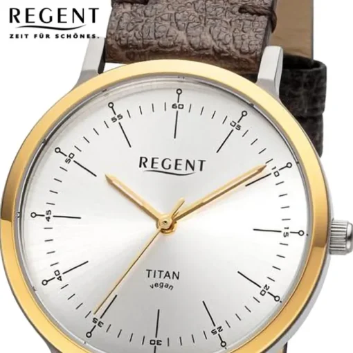Regent Damen Armbanduhr Analog Lederarmband braun URBA695