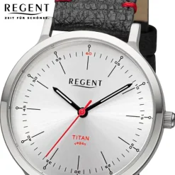 Regent Damen Armbanduhr Analog Lederarmband schwarz rot URBA698