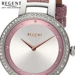 Regent Damen Armbanduhr Analog Lederarmband rosa URBA799