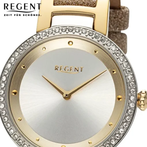 Regent Damen Armbanduhr Analog Lederarmband gold URBA800