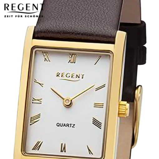 Regent Damen Armbanduhr Analog Lederarmband dunkelbraun URF1302