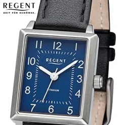 Regent Damen Armbanduhr Analog Lederarmband schwarz URF1317