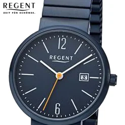 Regent Damen Armbanduhr Analog Edelstahlarmband dunkelblau URF1357